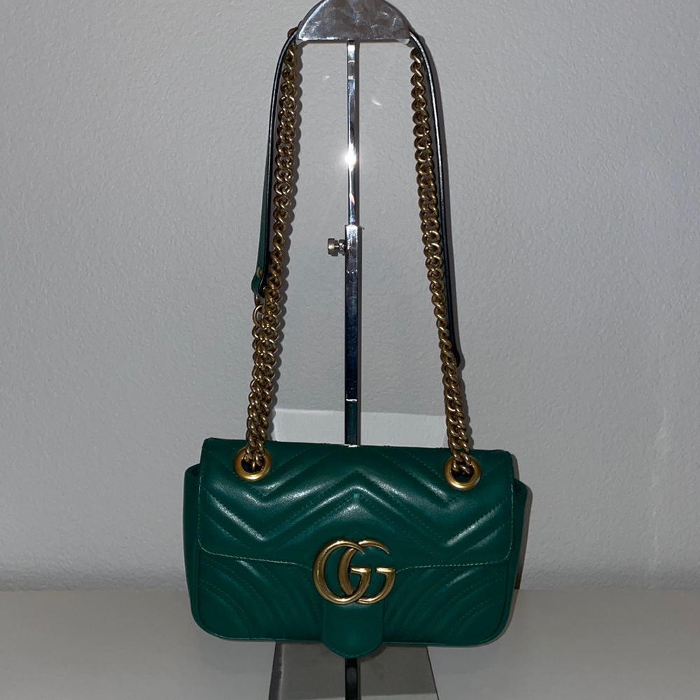 Gucci Green Crossbody Bag with Gold Chain